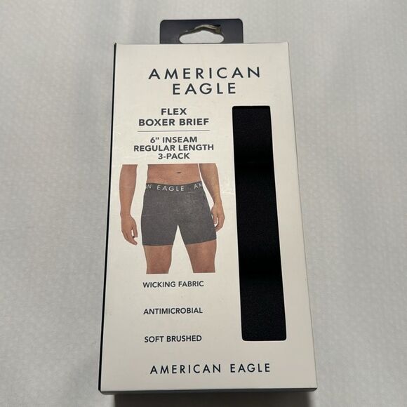 American Eagle Boxer Briefs Mens Small Black Flex 3 Pack - Picture 1 of 2